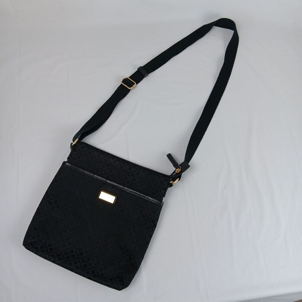 Tommy Hilfiger Signature Logo Crossbody Purse Black Shoulder Bag Square